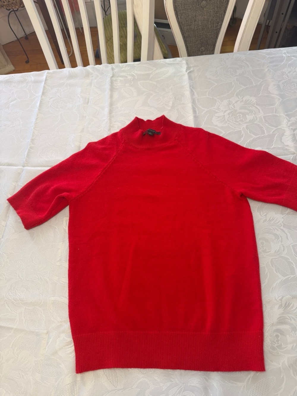 Ann Taylor Red Turtleneck Short-Sleeve Sweater